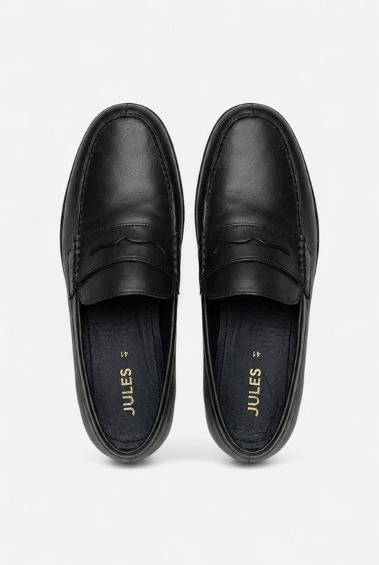 Mocassin noir en cuir