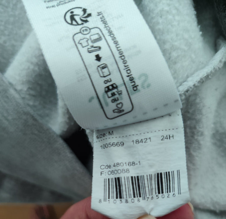 sweat molleton gris taille M