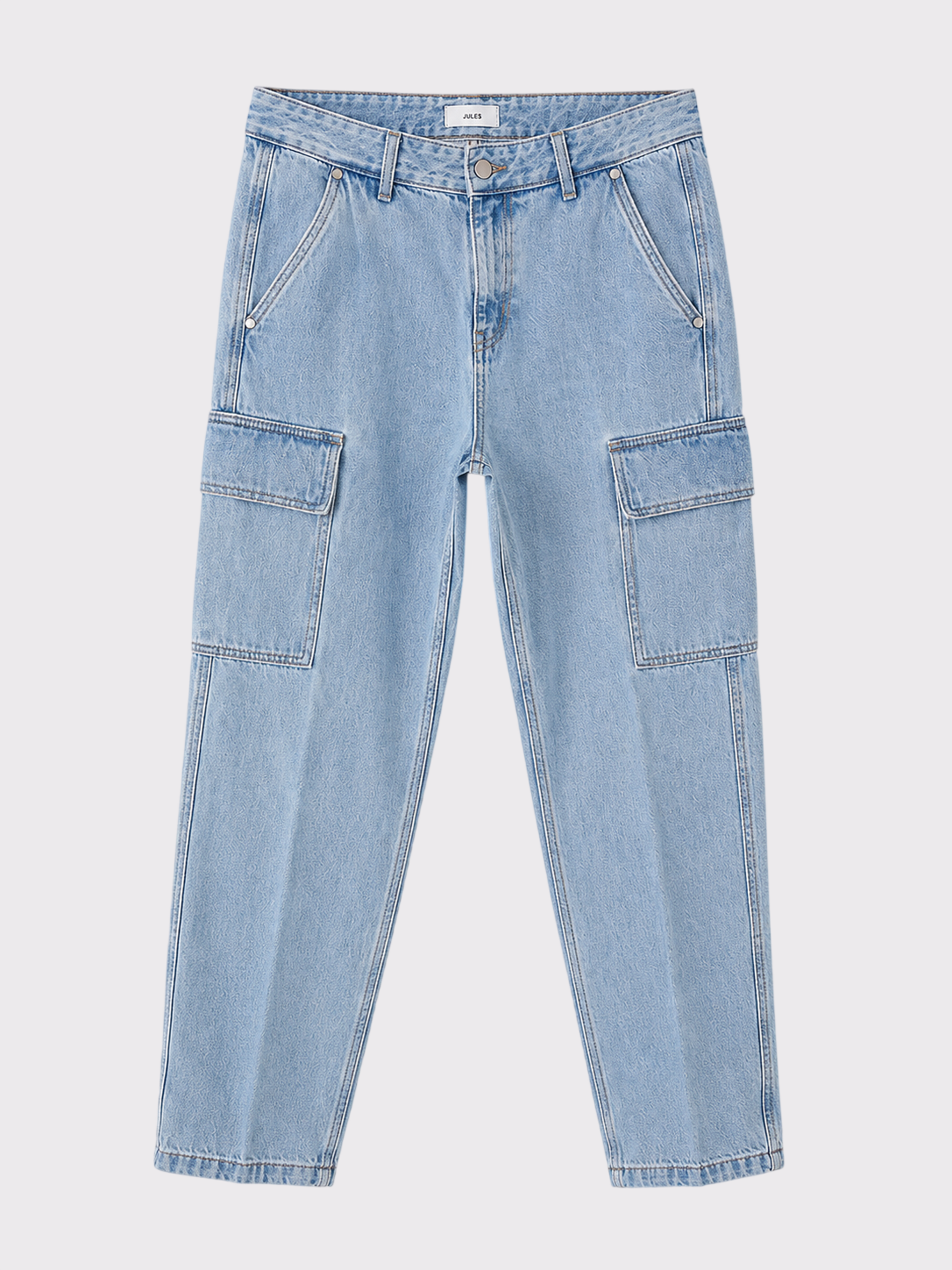 Pantalon jean cargo taille 38 bleu clair