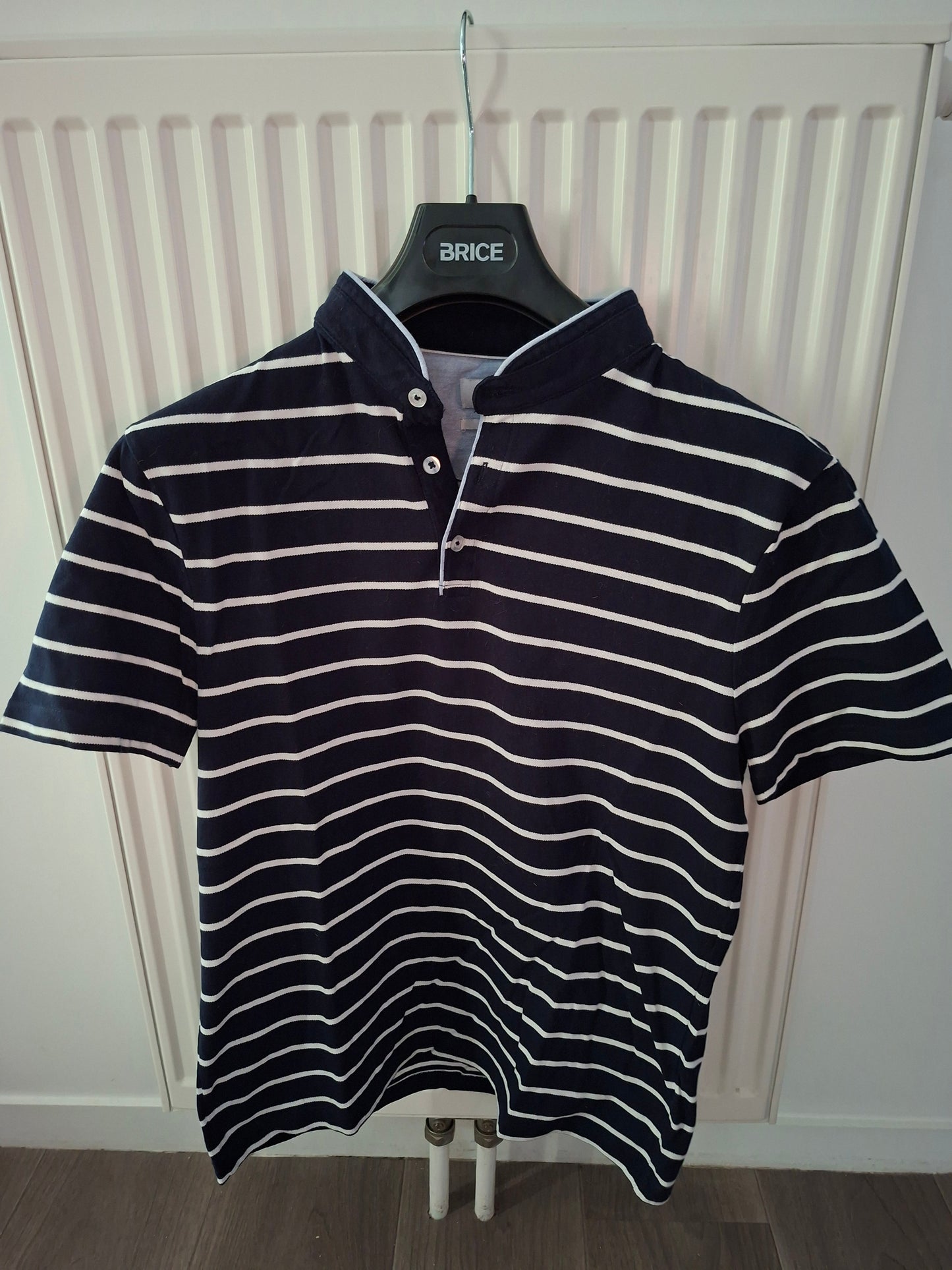 Polo manches courtes marinière col mao
