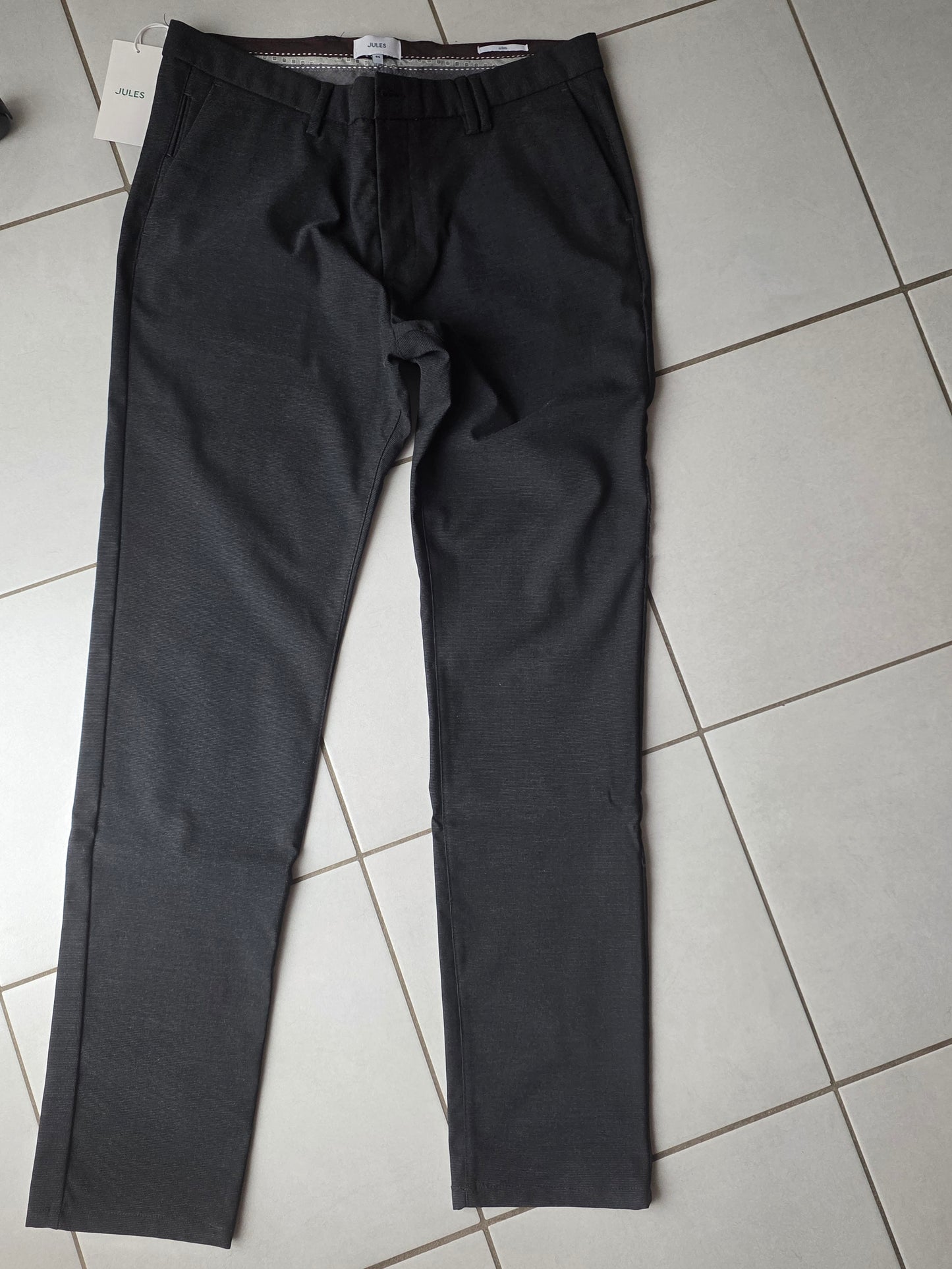 Pantalon chino slim fantaisie intérieur gratté