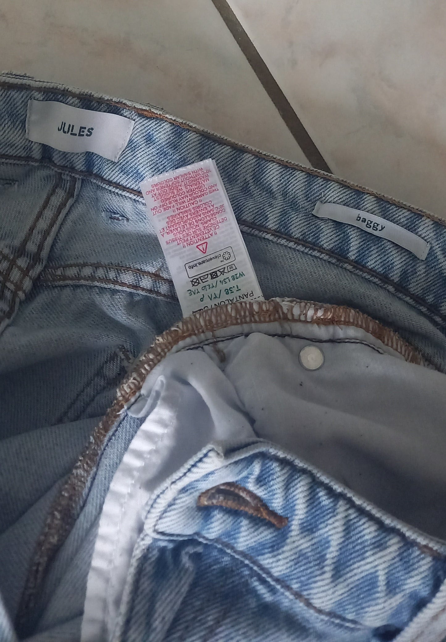 Jeans baggy bleu clair T.38 L.34