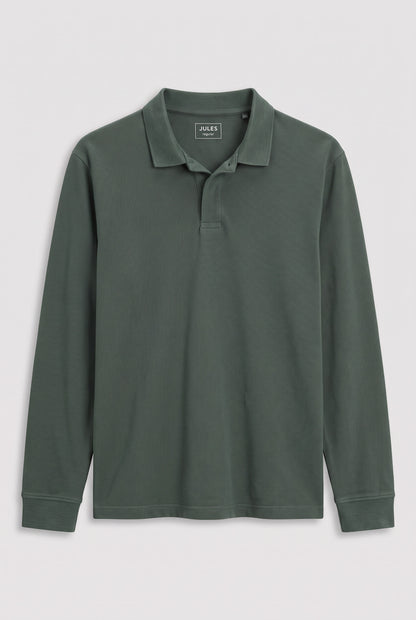Polo manches longues piqué vert kaki Jules — Taille L