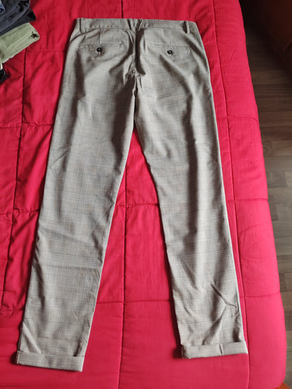 Pantalon slim chino à carreaux prince de Galles