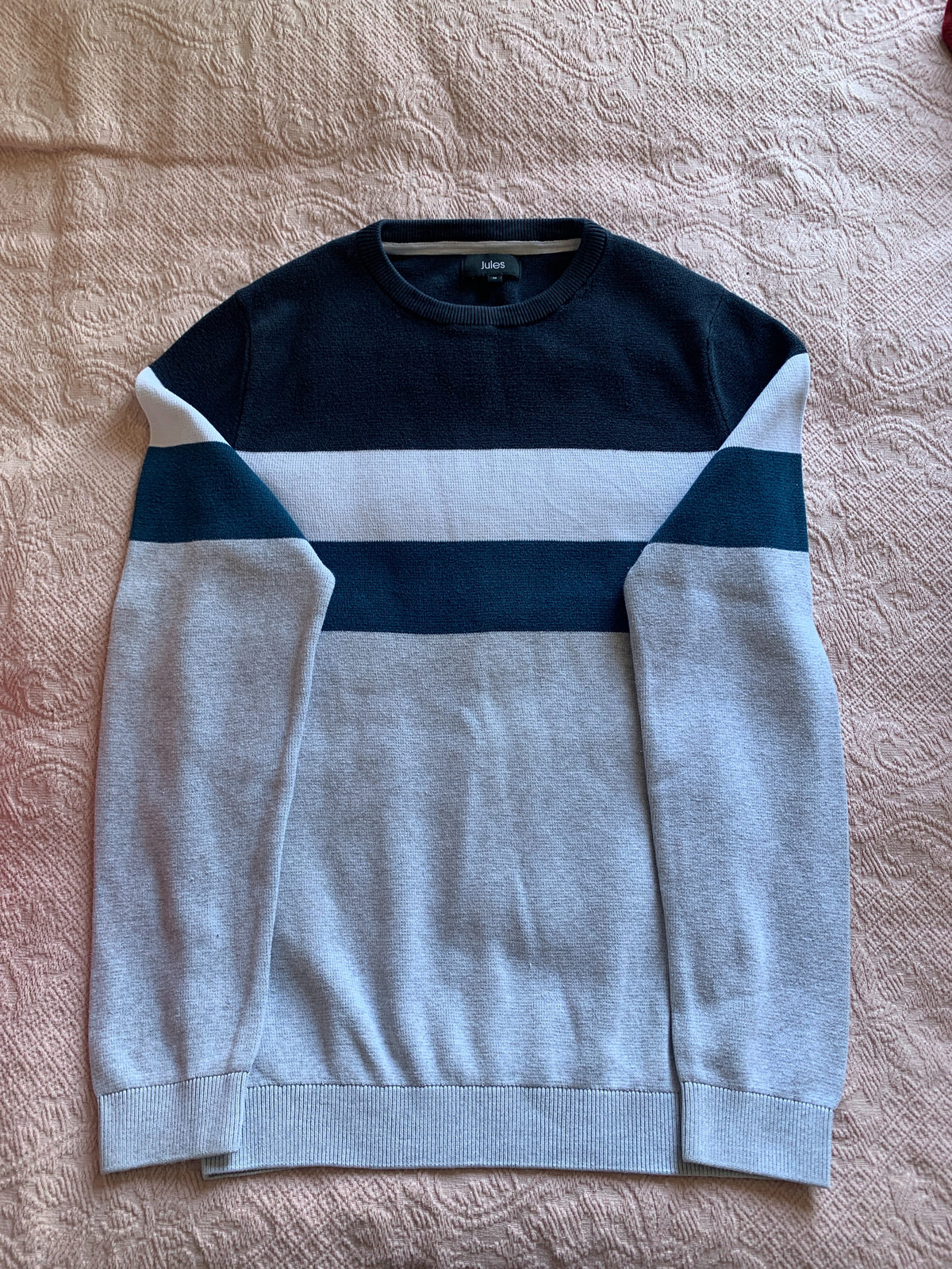 Pull col rond colorblock finition bord c
