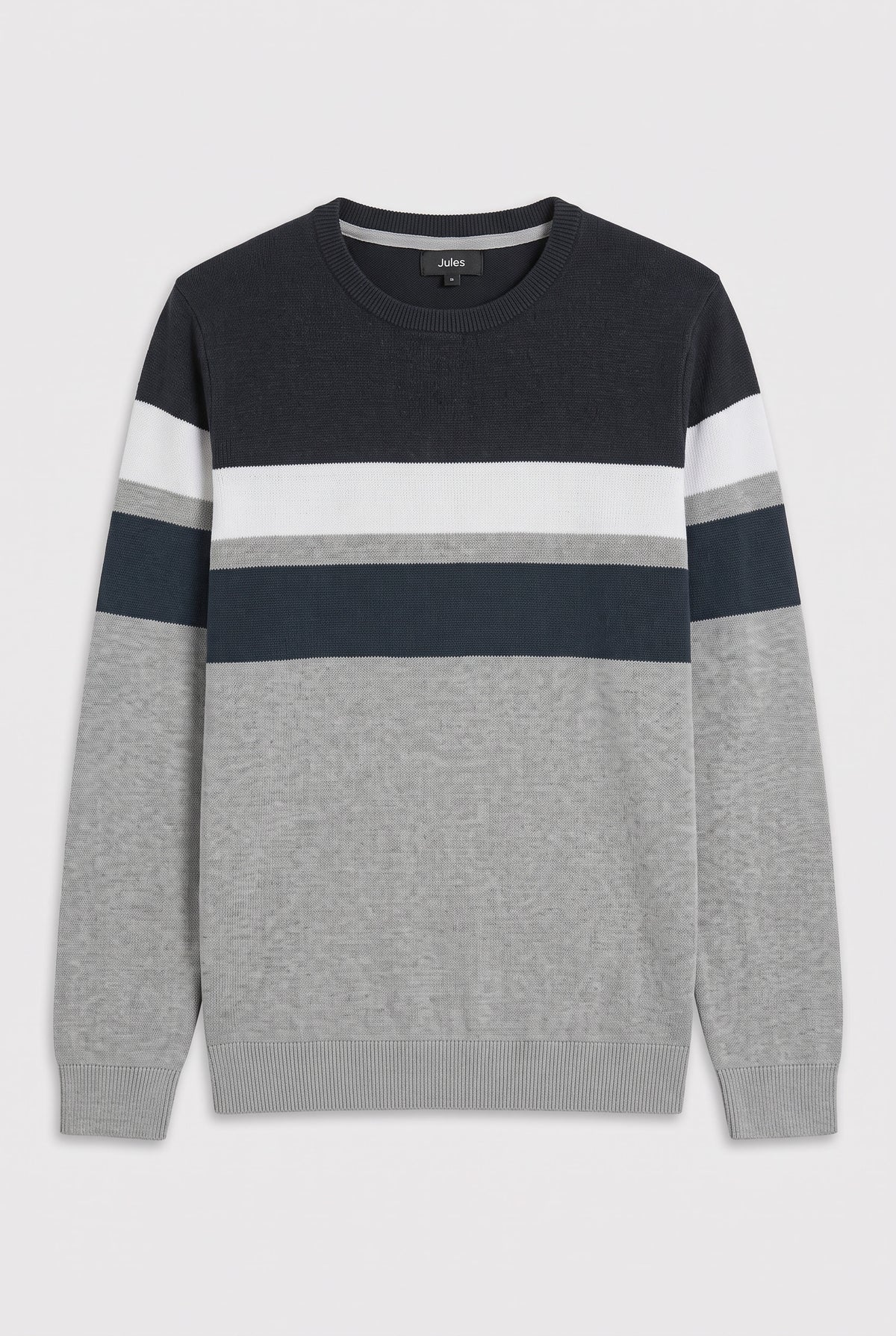 Pull col rond colorblock finition bord c