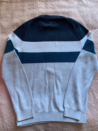 Pull col rond colorblock finition bord c