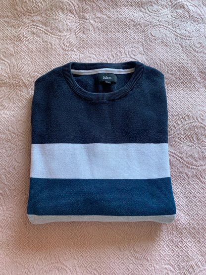 Pull col rond colorblock finition bord c