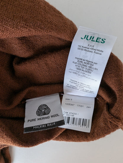 Col roulé merinos marron