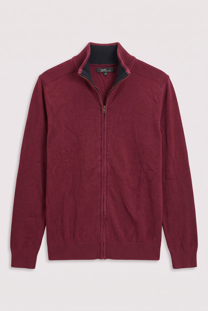 Pull zippe couleur lie de vin