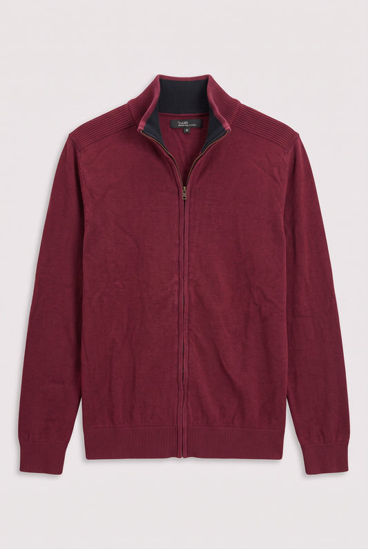 Pull zippe couleur lie de vin