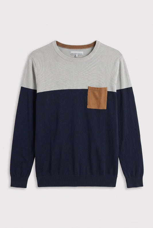 Pull esprit colorblock à poche