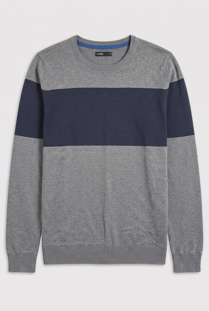 Pull gris et bleu