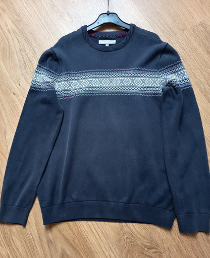Pull col rond motif jacquard en coton