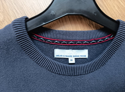 Pull col rond motif jacquard en coton
