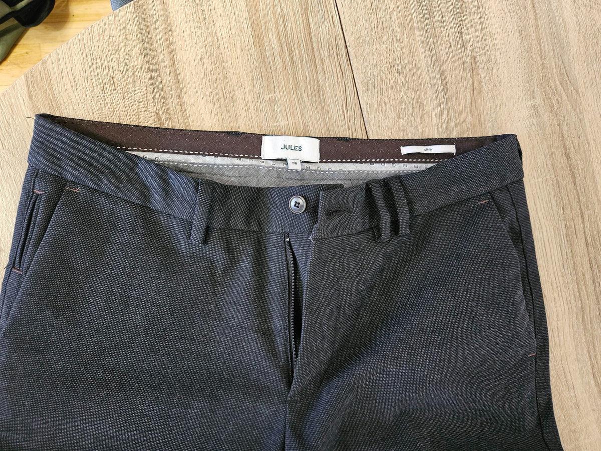 Pantalon chino slim fantaisie intérieur gratté