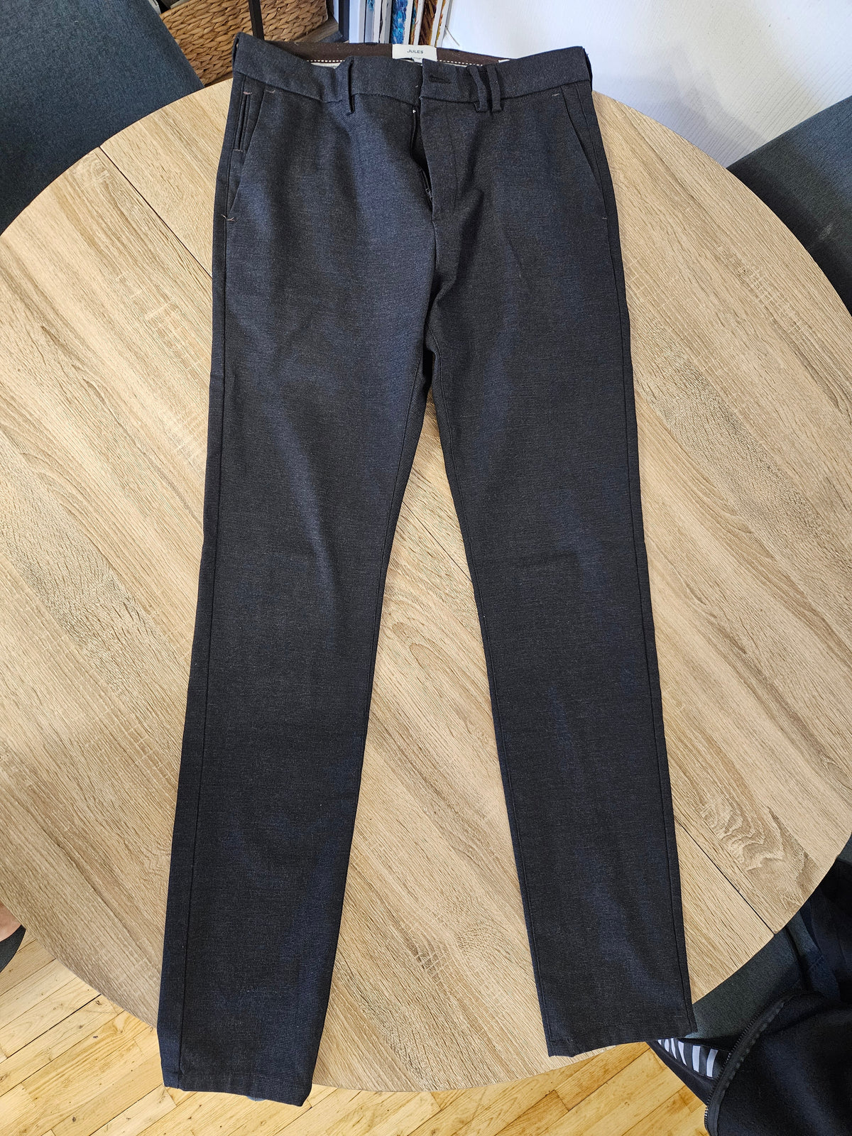Pantalon chino slim fantaisie intérieur gratté