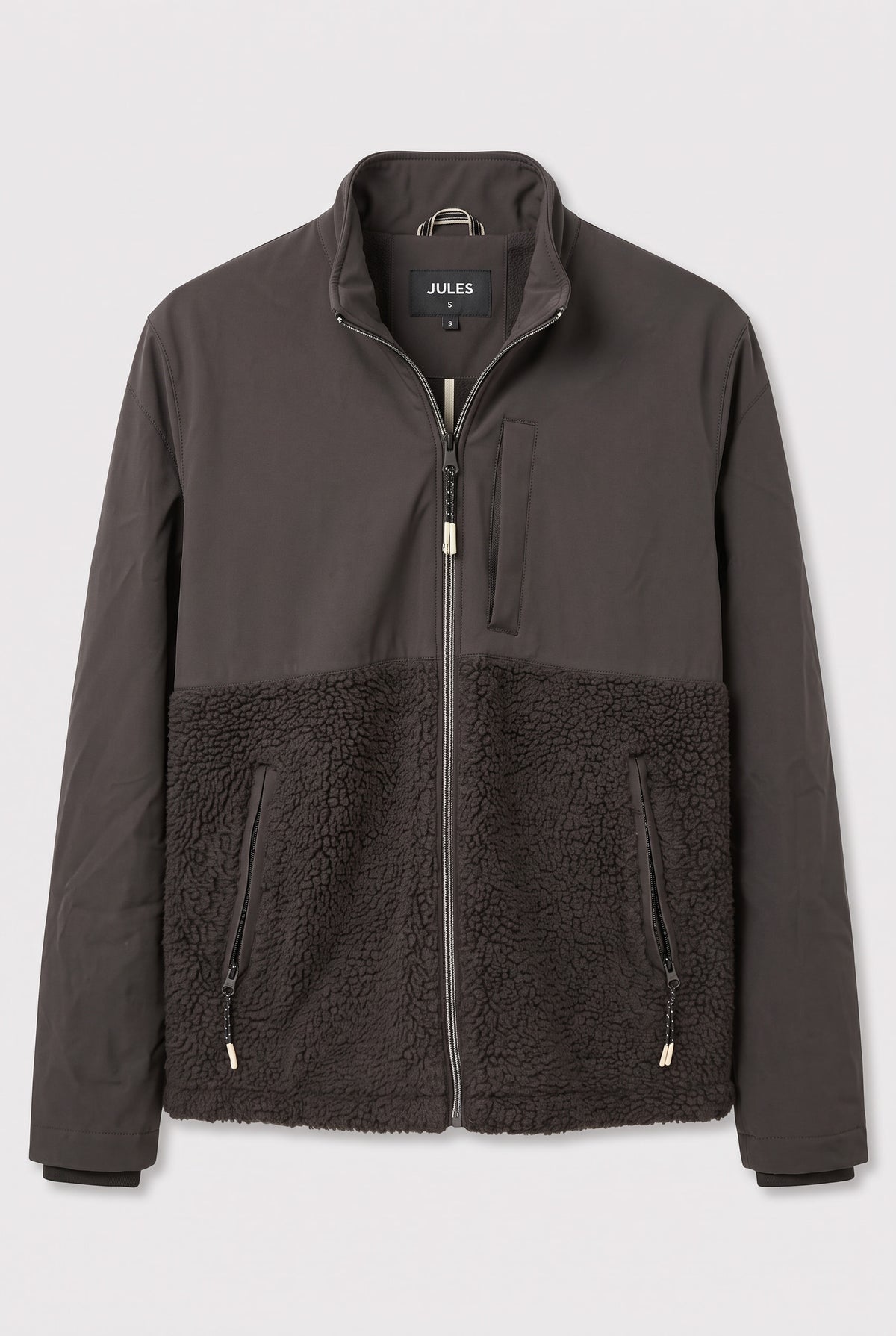 Veste Jules à capuche avec empiècements effet mouton – Taille S