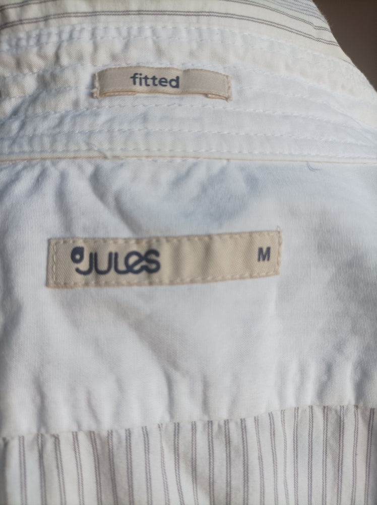 Chemise manches longues  blanche ert fines rayures gris clai