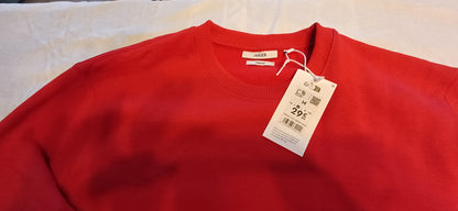 Sweat col rond molleton uni rouge Taille M