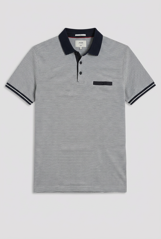 Polo matière fantaisie et poche fantaisi