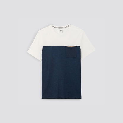 Tee shirt colorblock poche imprimé