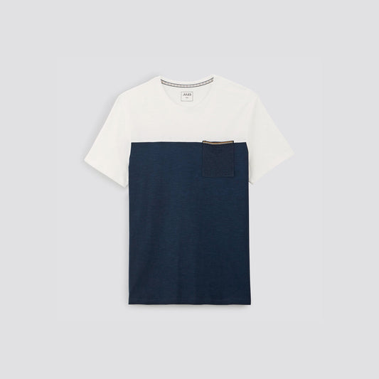 Tee shirt colorblock poche imprimé