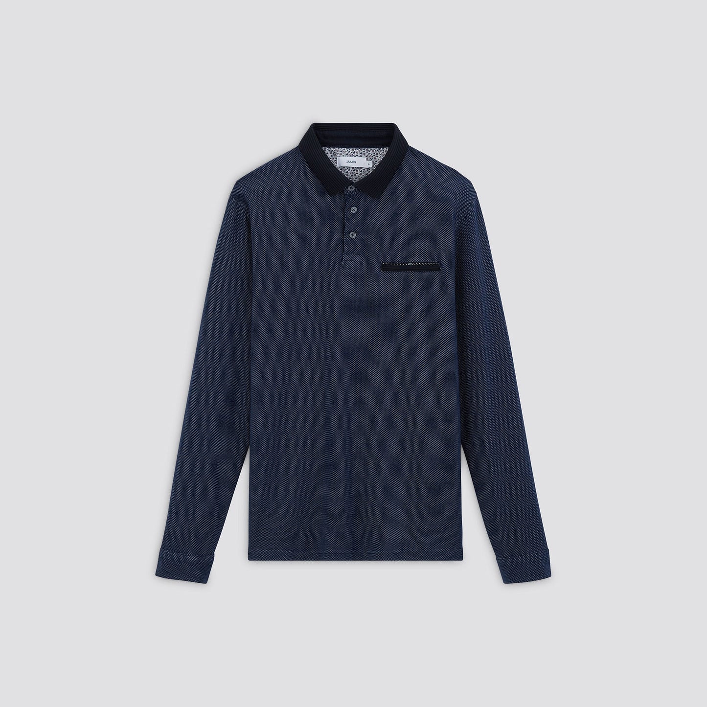 Polo manches longues jacquard col fantaisie
