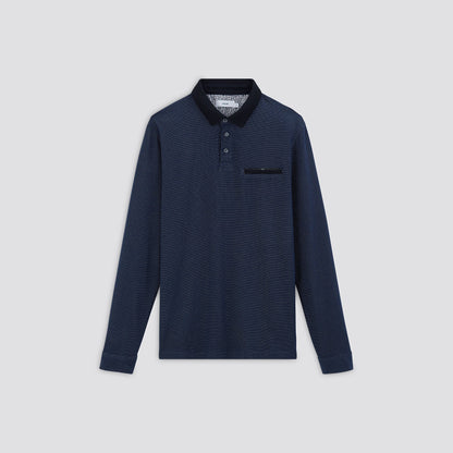 Polo manches longues jacquard col fantaisie