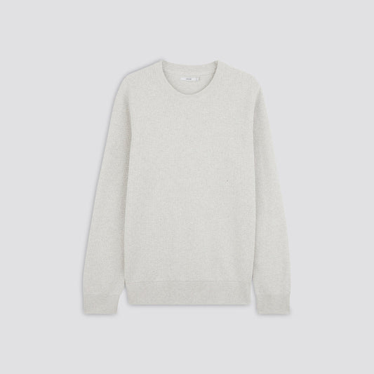 Pull col rond coton point fantaisie