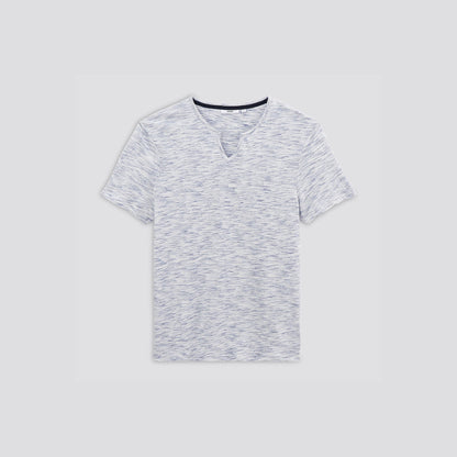 Tee-shirt col tunisien sur matière fanta