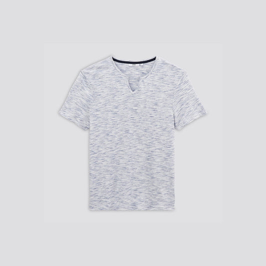 Tee-shirt col tunisien sur matière fanta