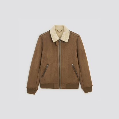 Blouson aspect velours col et doublure en sherpa