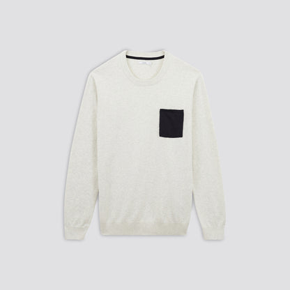 Pull col rond poche contrastée