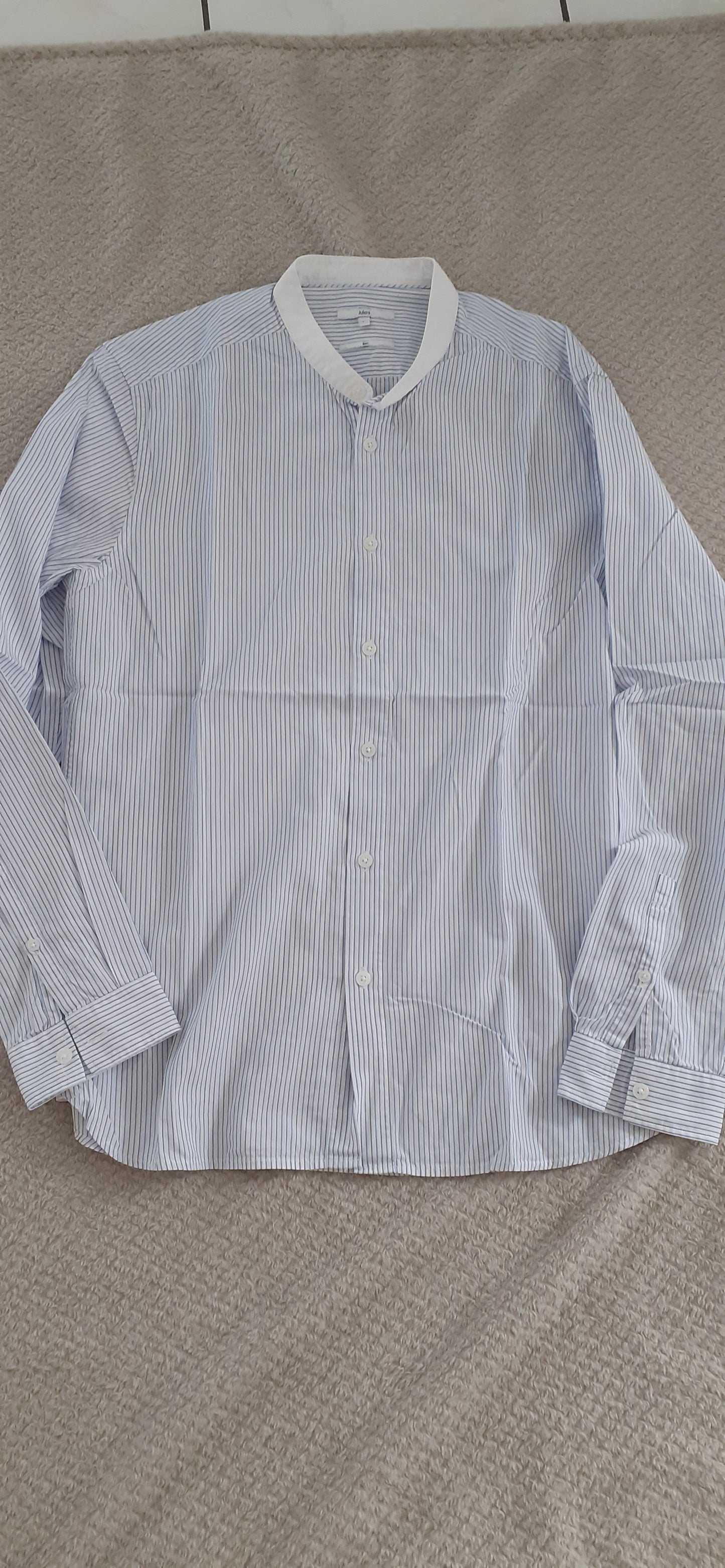Chemise fines rayures col mao