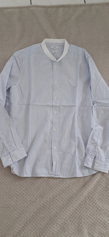 Chemise fines rayures col mao
