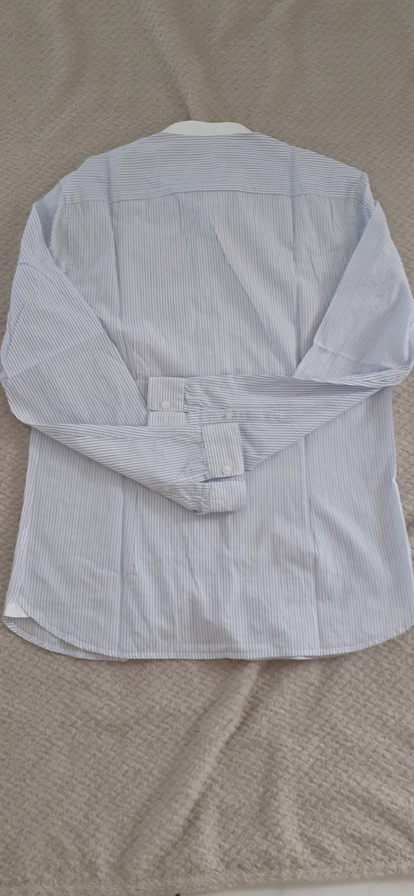 Chemise fines rayures col mao
