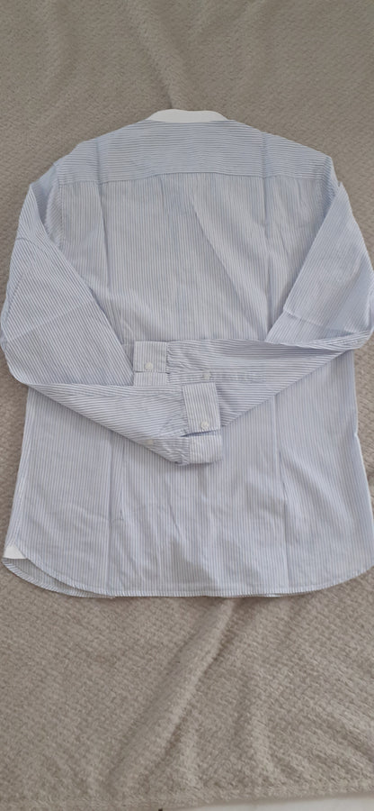 Chemise fines rayures col mao