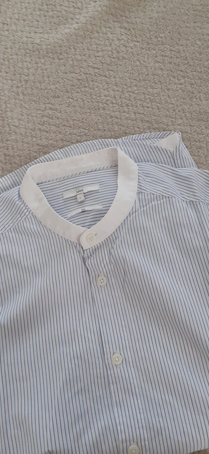 Chemise fines rayures col mao