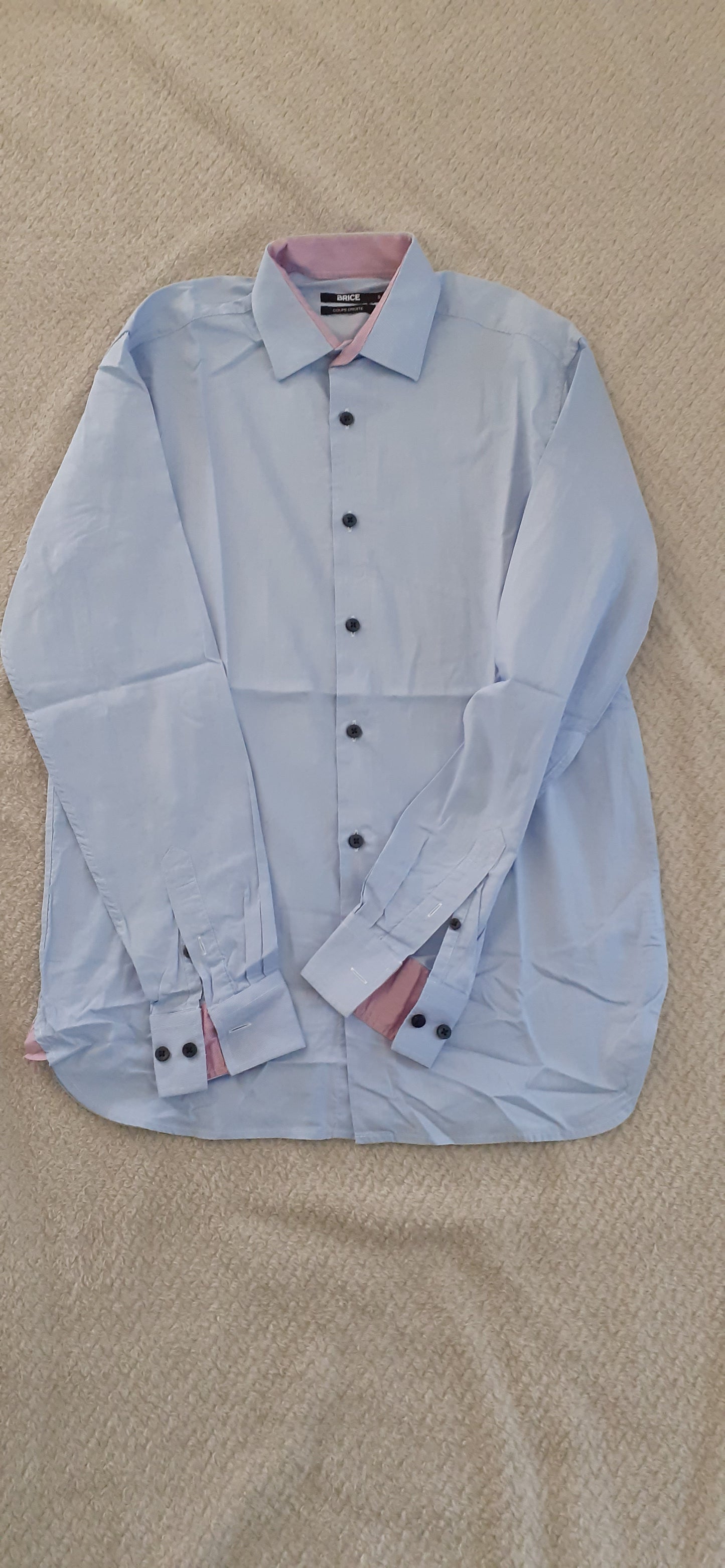 Chemise bleu et rose