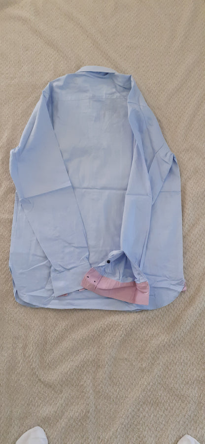 Chemise bleu et rose