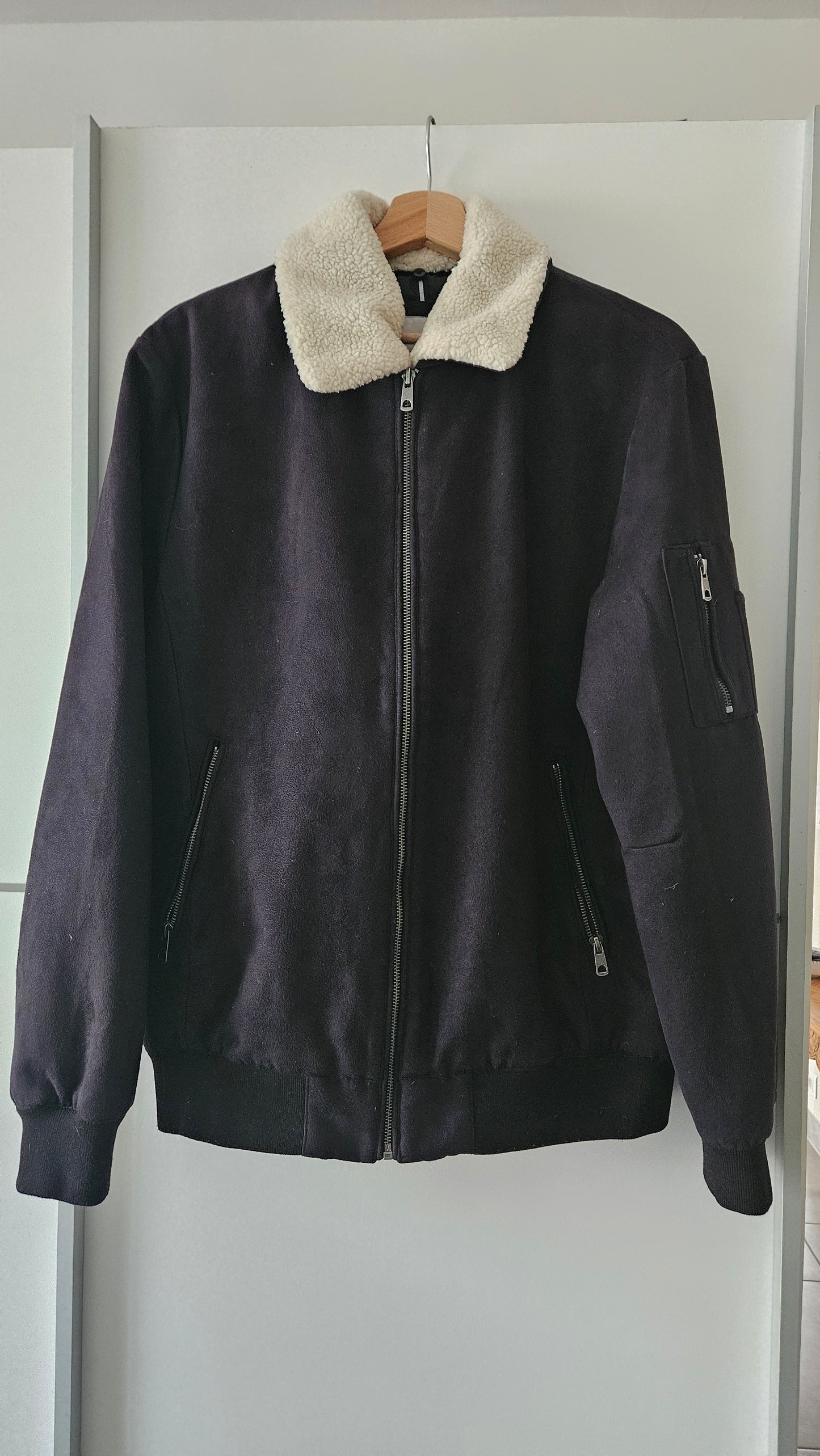 Blouson suédine col amovible