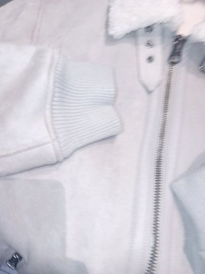 Blouson aspect velours col et doublure en sherpa