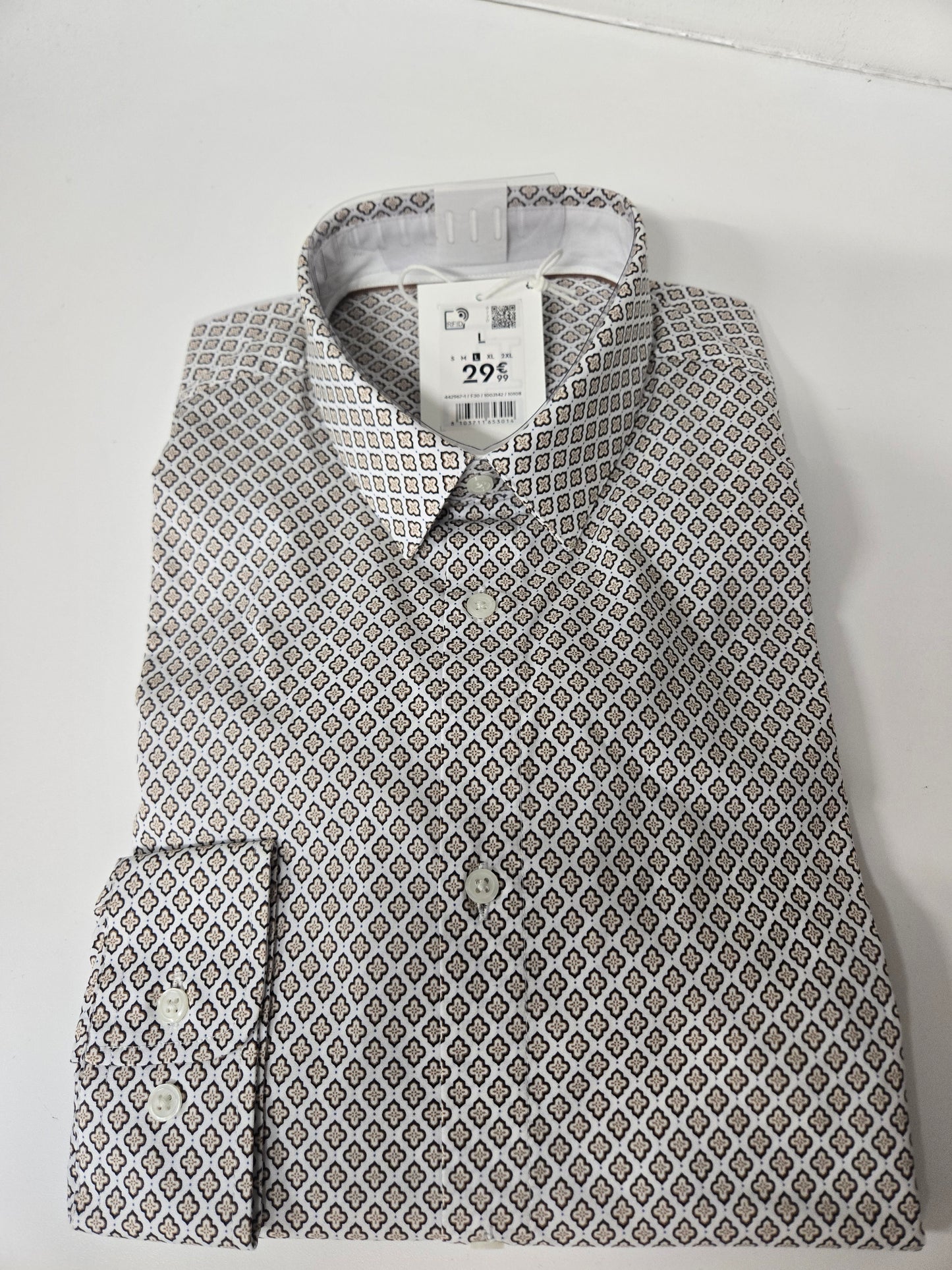 Chemise slim imprimé géométrique coton biologique