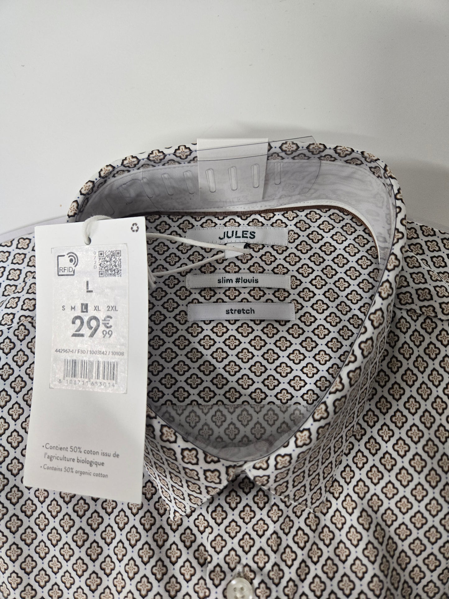 Chemise slim imprimé géométrique coton biologique