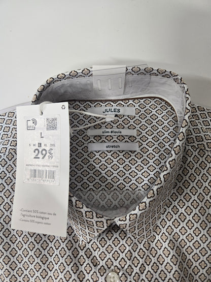 Chemise slim imprimé géométrique coton biologique