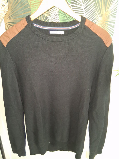 Pull col rond patch épaules
