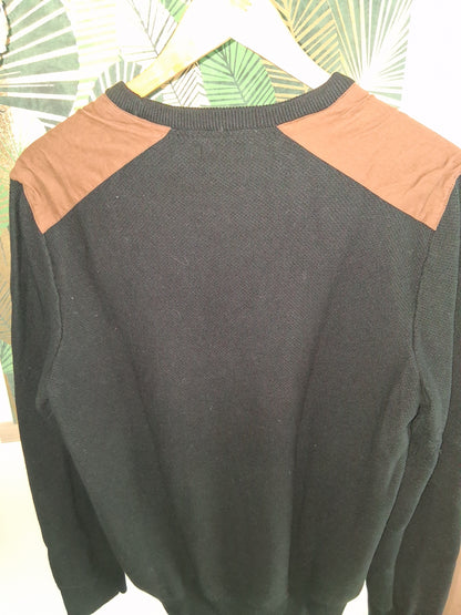 Pull col rond patch épaules