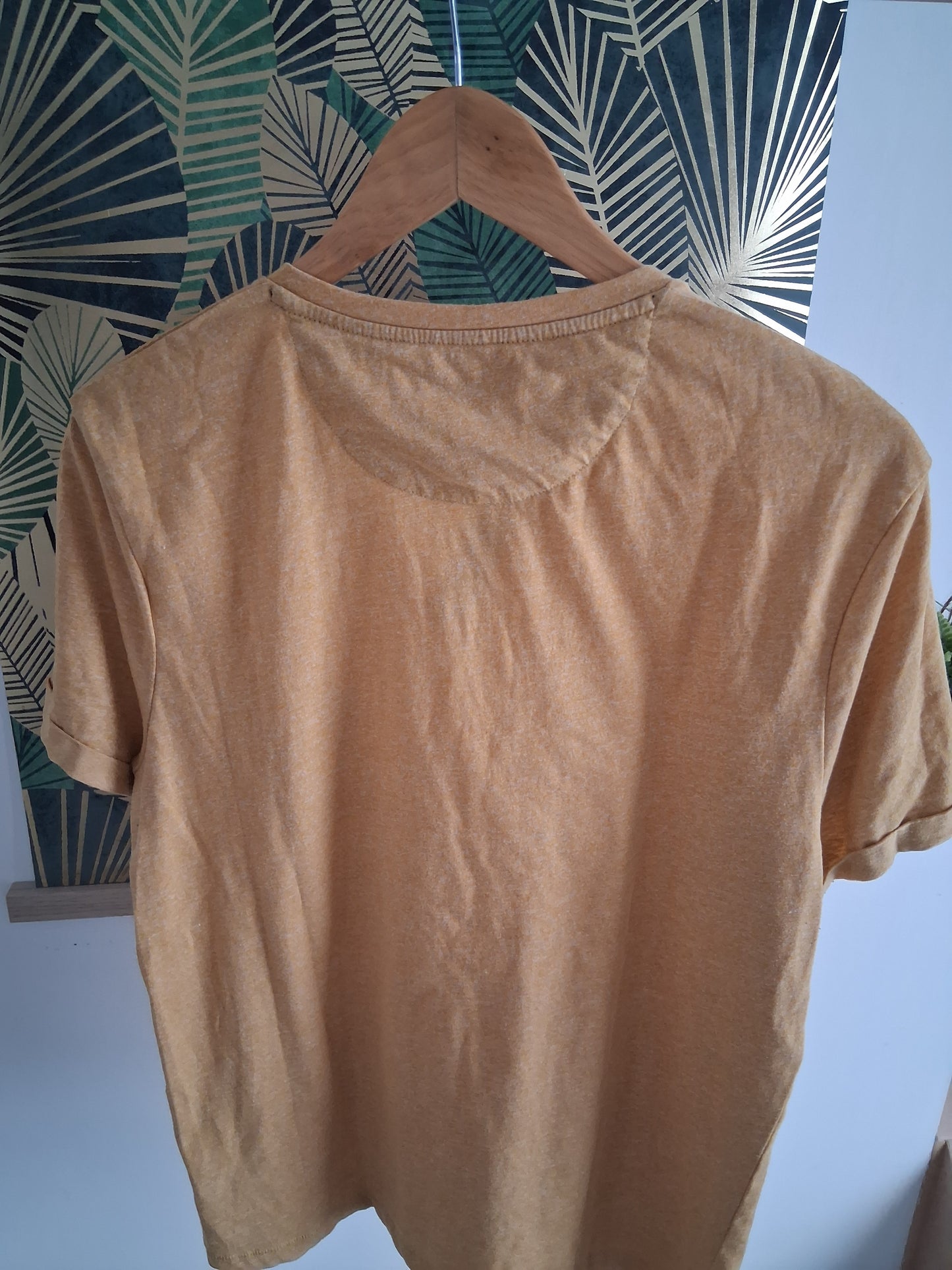 T-shirt col tunisien matière chinée