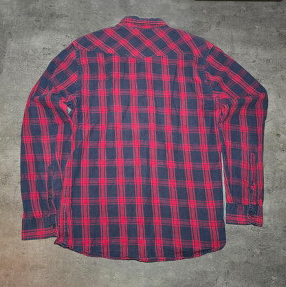 Chemise à carreaux rouge et bleu taille M